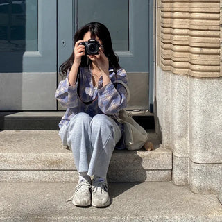 Long-sleeved oversized vintage shirt