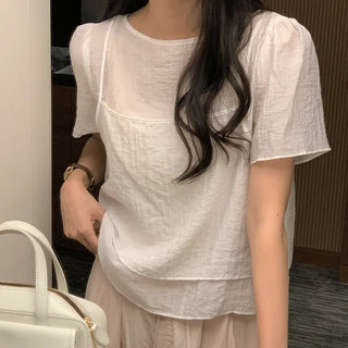 Bustier layered blouse in 2 colors!