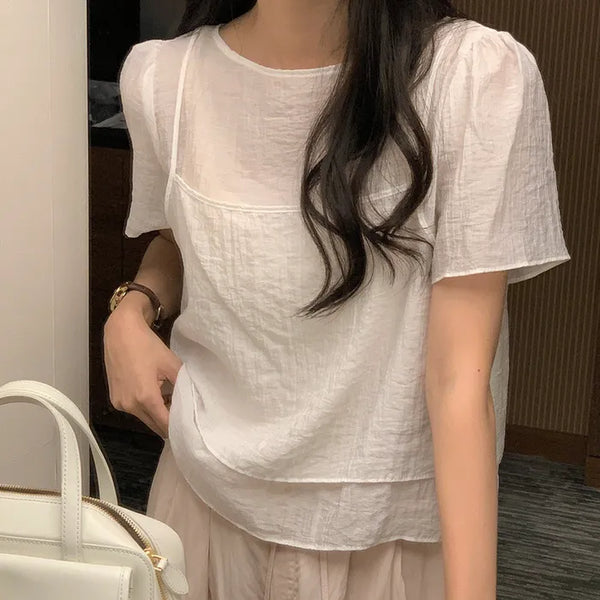 Bustier layered blouse in 2 colors!