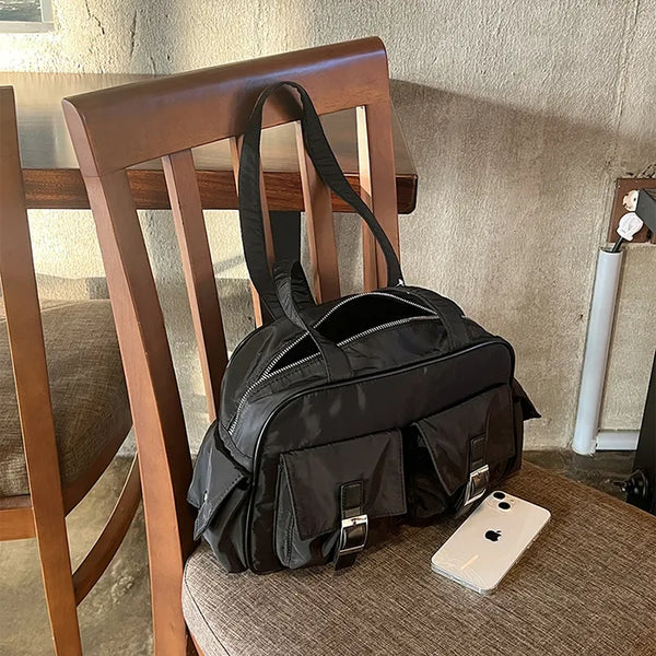 4-Pocket Nylon Shoulder Bag (4 colors)