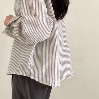 Long-sleeved striped oversized shirt