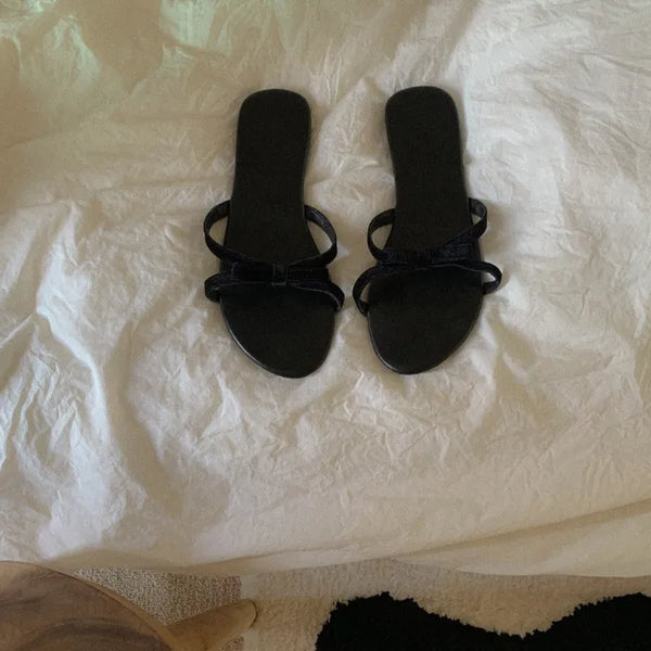 Black Ribbon Daily Sandals