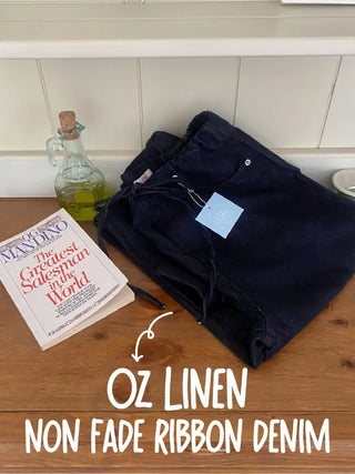 Linen non-faded ribbon denim pants