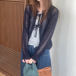 Openwork Ribbon Cardigan