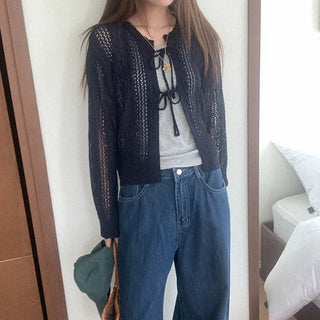 Openwork Ribbon Cardigan