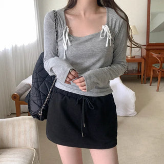 Ribbon Rib Long Sleeve T-Shirt