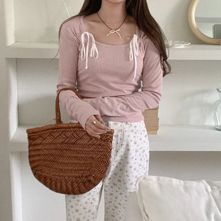 Ribbon Rib Long Sleeve T-Shirt