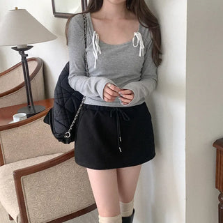 Ribbon Rib Long Sleeve T-Shirt