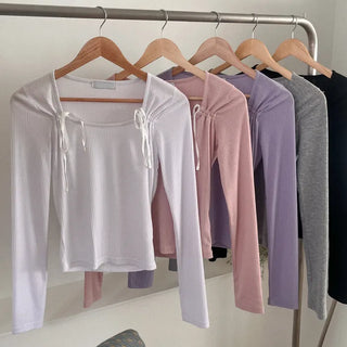 Ribbon Rib Long Sleeve T-Shirt