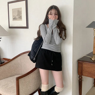 Ribbon Rib Long Sleeve T-Shirt