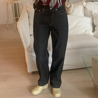 Straight-leg denim pants