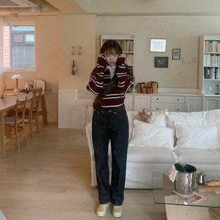 Straight-leg denim pants