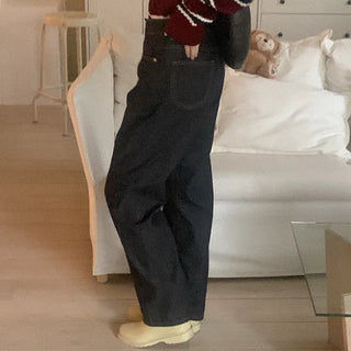 Straight-leg denim pants