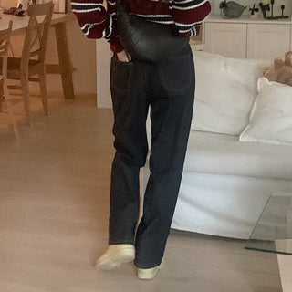 Straight-leg denim pants