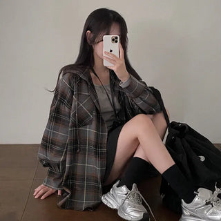 Autumn Oversized Shirt with Hood, Long Sleeves