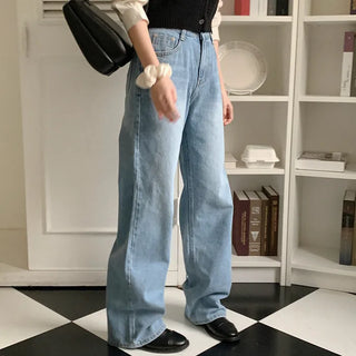 Cotton slit wide denim pants
