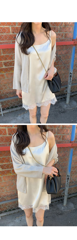 (2 colors) Silky Camisole Dress