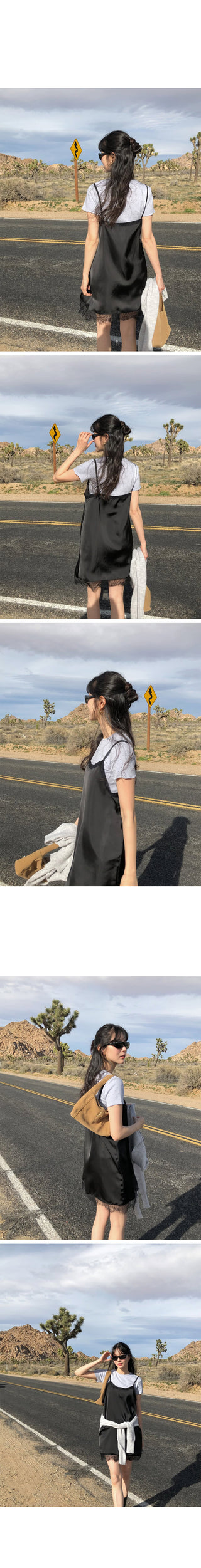 (2 colors) Silky Camisole Dress
