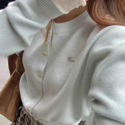 (Over 20,000 sold) 6-color Milk Round Cashmere Knit Cardigan