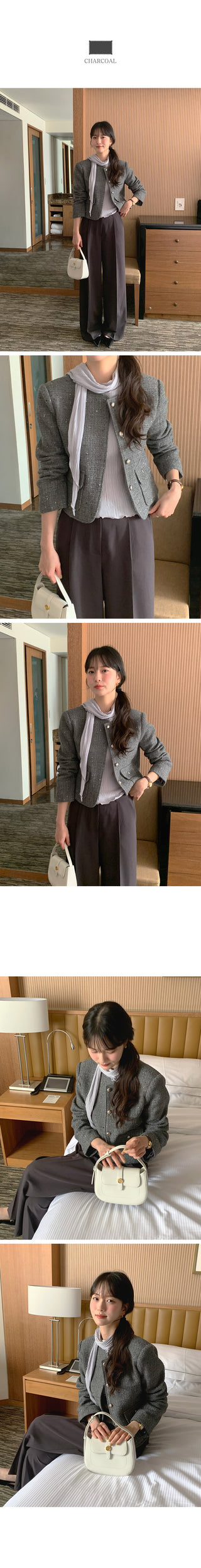 Wide-leg slacks with one pleat