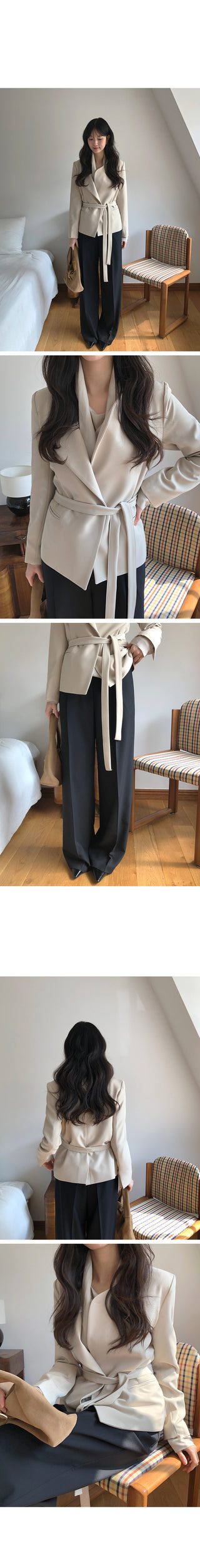 Wide-leg slacks with one pleat
