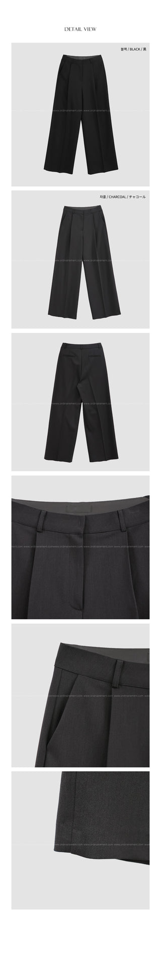 Wide-leg slacks with one pleat