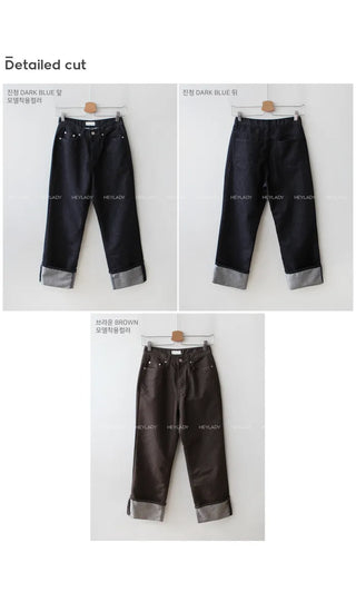 Washed denim pants