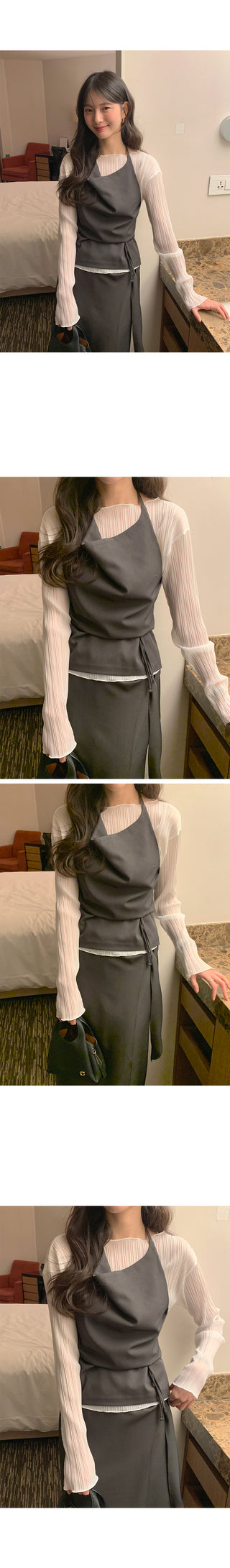 (2 colors) Halter neck bustier