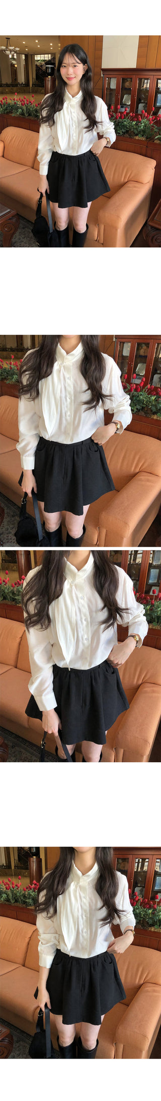 (5 colors) Bow tie blouse