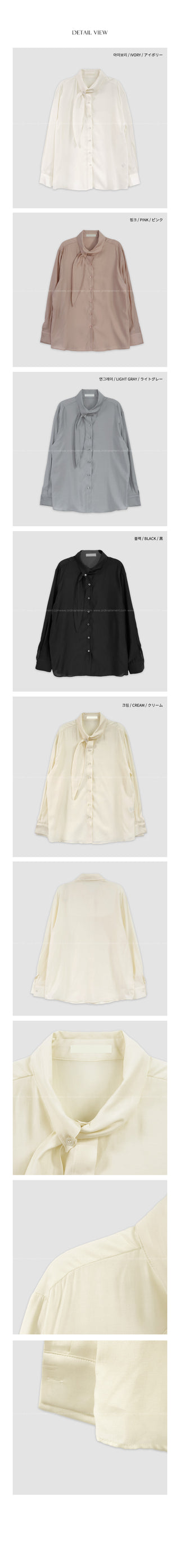 (5 colors) Bow tie blouse
