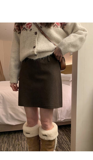 (2 colors) Wool midi skirt