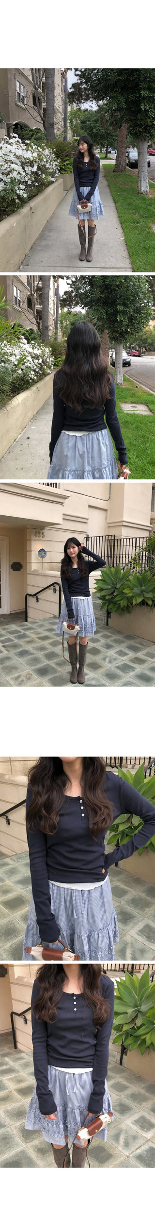 (2 colors) Tiered midi skirt