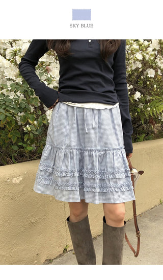 (2 colors) Tiered midi skirt