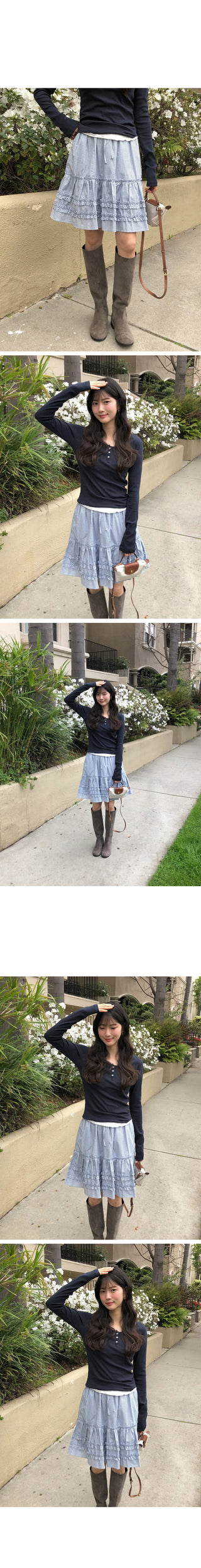 (2 colors) Tiered midi skirt