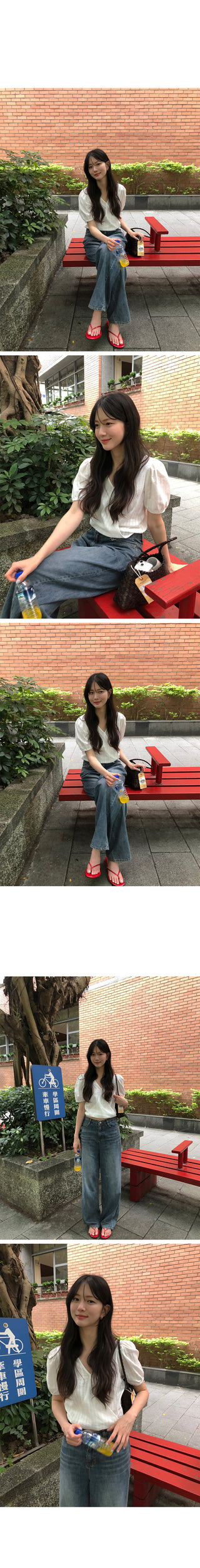 Washed denim pants