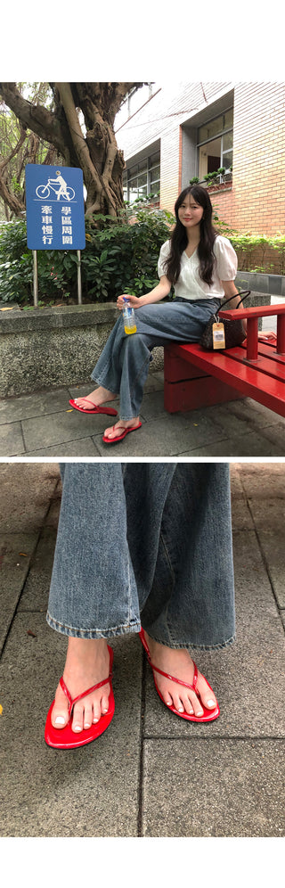 Washed denim pants