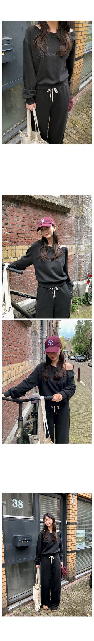 (2 colors) Beaded Boat Neck Sweatshirt