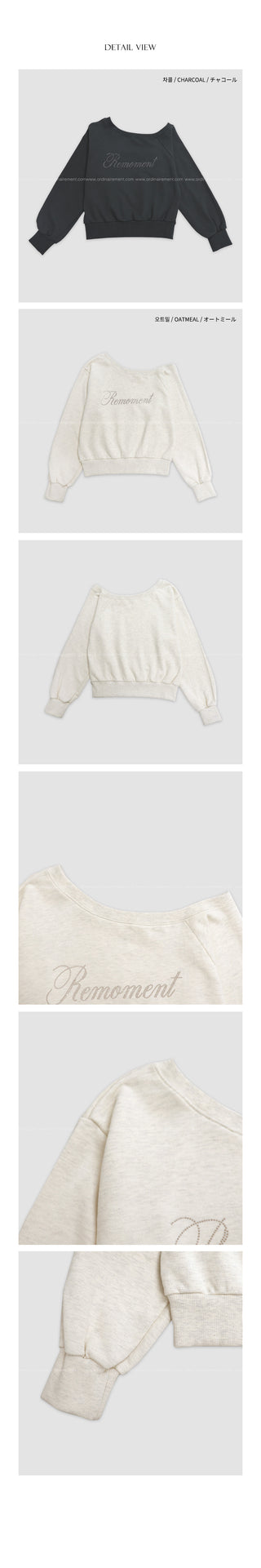 (2 colors) Beaded Boat Neck Sweatshirt