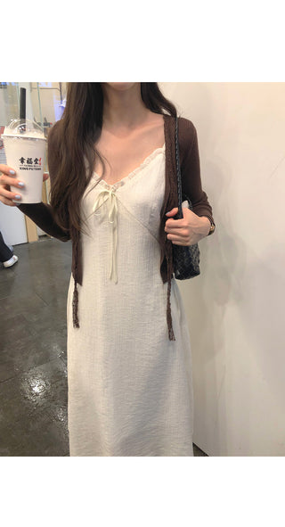(6 colors) Lace Ribbon Cardigan