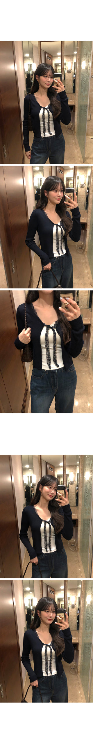 (6 colors) Lace Ribbon Cardigan