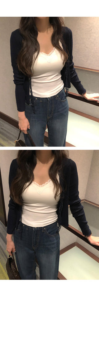 (6 colors) Lace Ribbon Cardigan