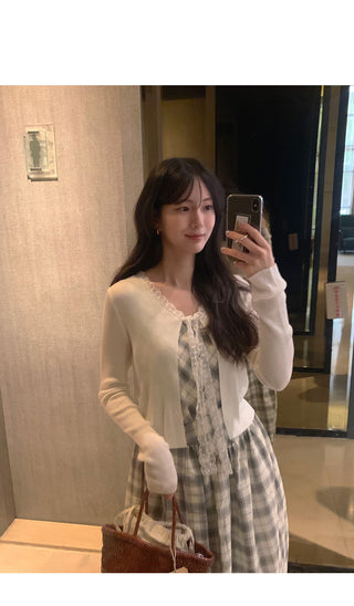 (6 colors) Lace Ribbon Cardigan