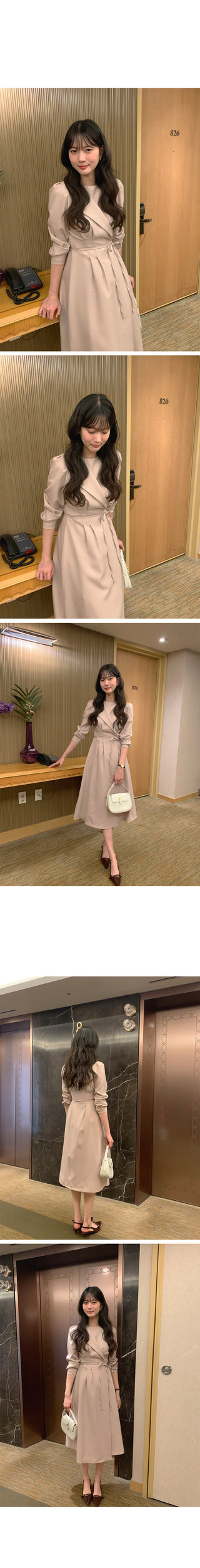 Round neck drape wrap dress