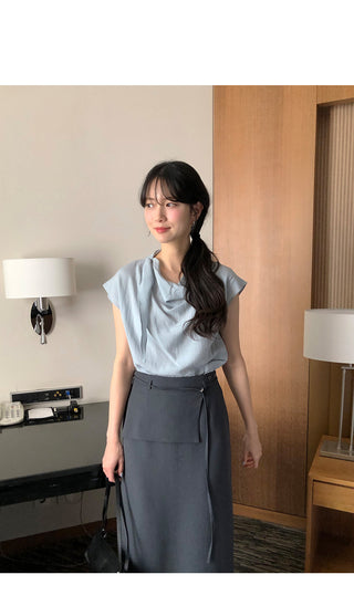 [3 colors] Drape Blouse