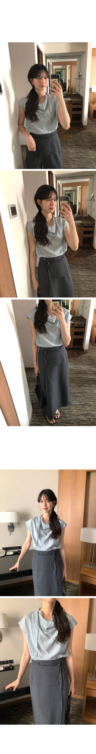[3 colors] Drape Blouse