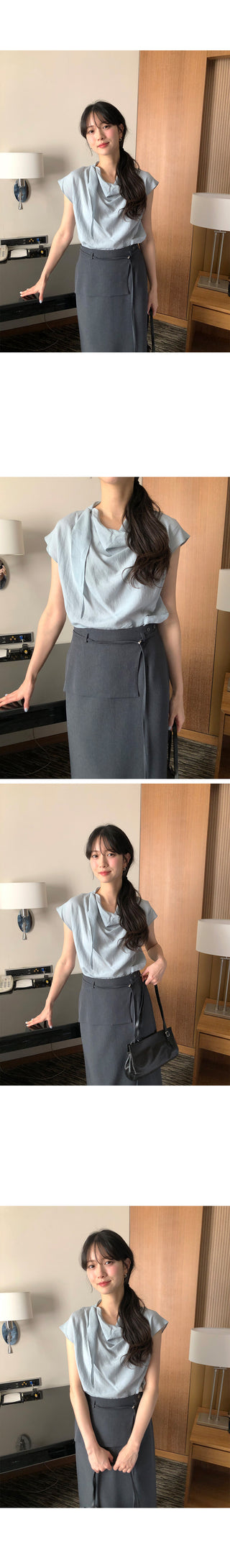 [3 colors] Drape Blouse