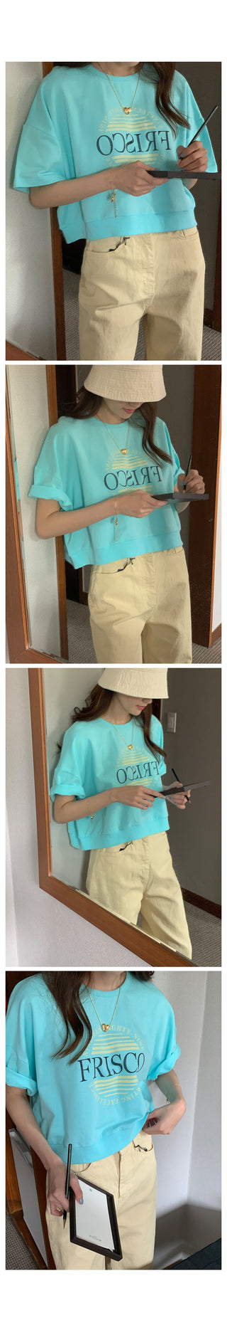 Push print short-sleeved sweatshirt in 4 colors!