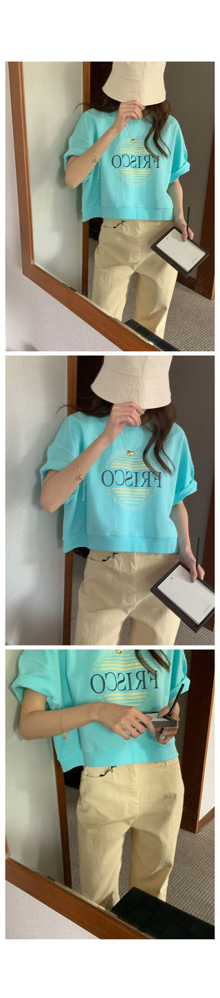Push print short-sleeved sweatshirt in 4 colors!