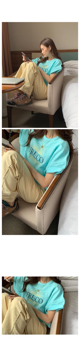 Push print short-sleeved sweatshirt in 4 colors!