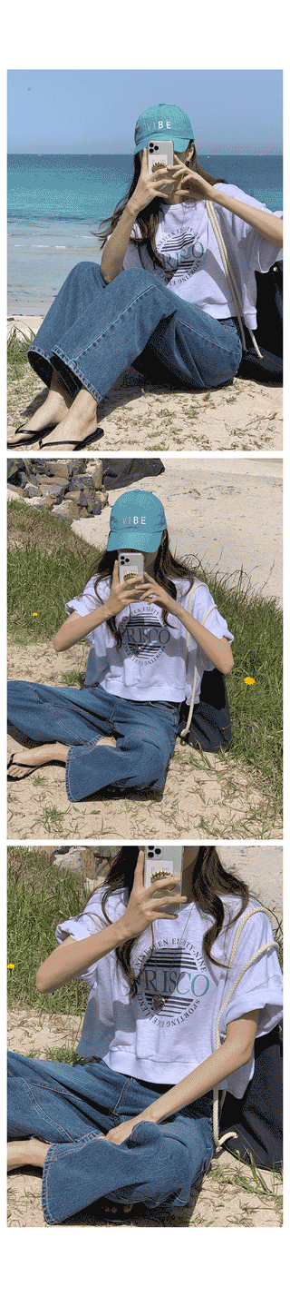 Push print short-sleeved sweatshirt in 4 colors!